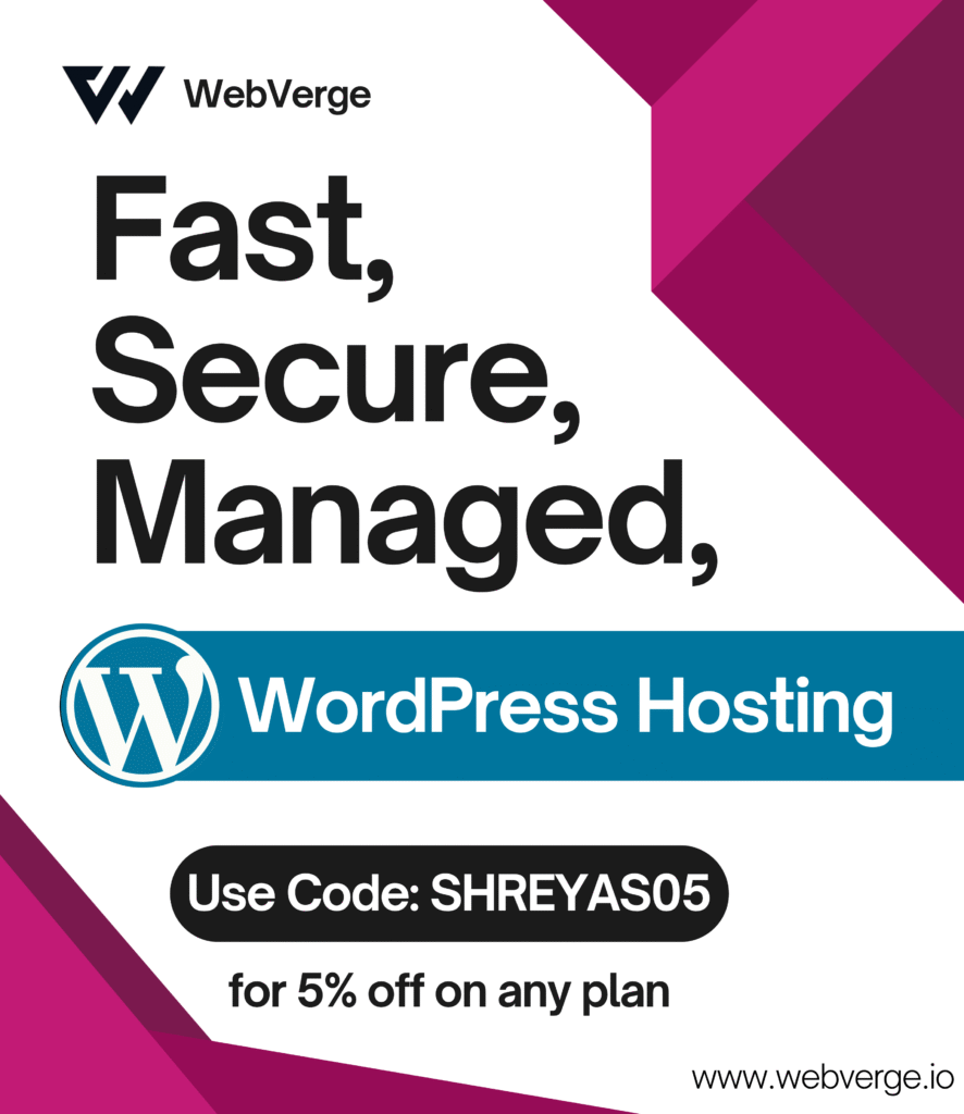 student discount on webverge.io wordpress hosting
