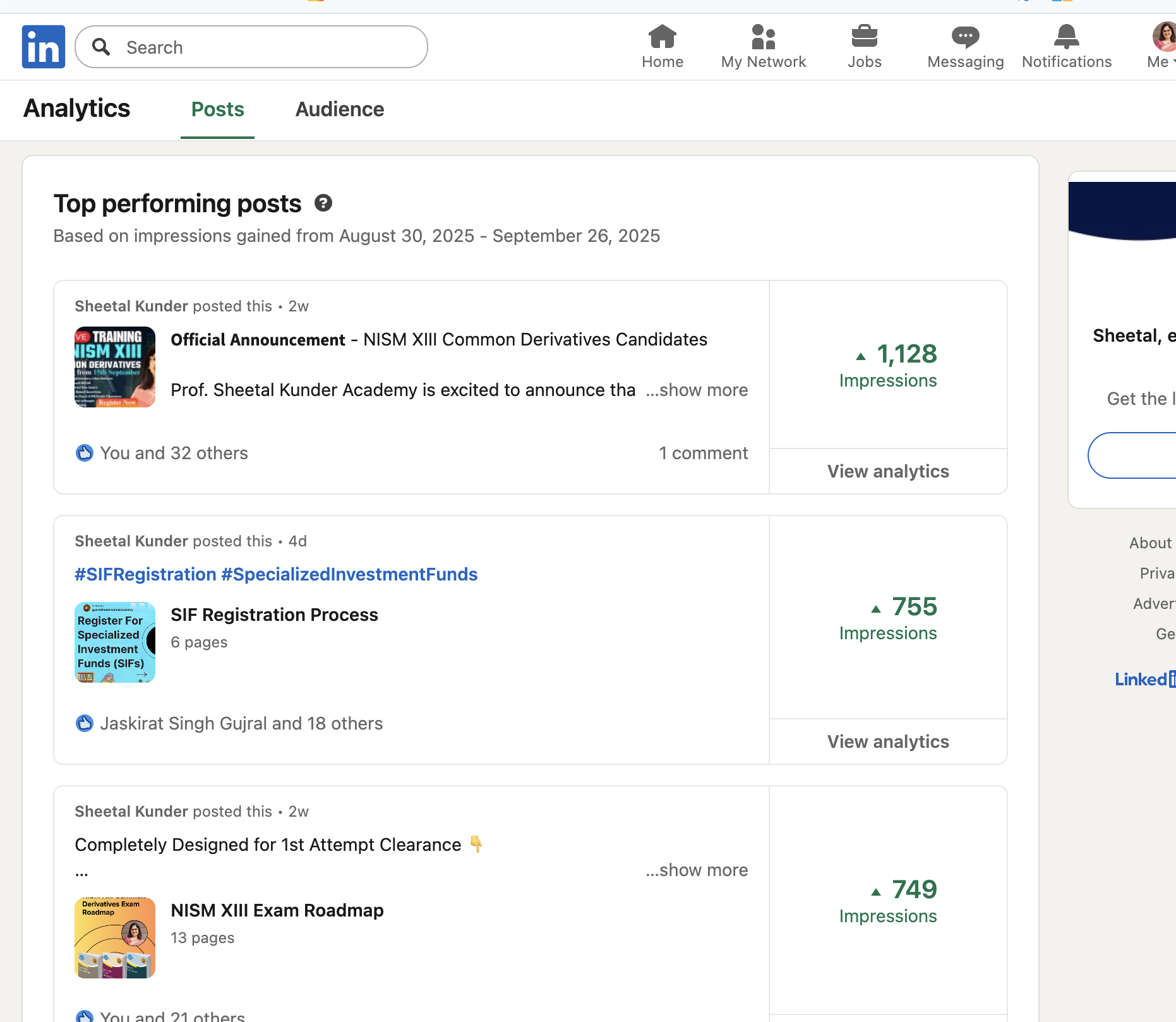 Linkedin organic marketing for Finance educators